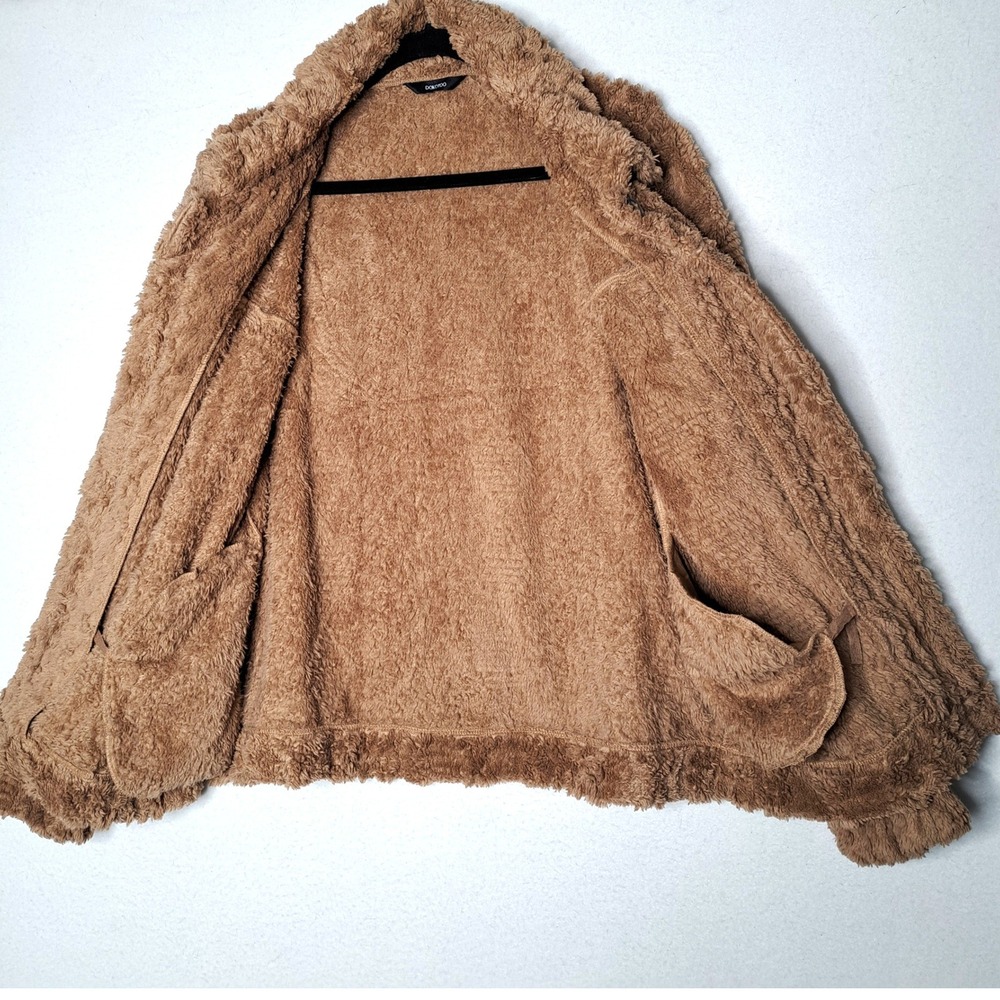 Dokotoo Fleece Jacket Womens Large Brown Faux Fur Shacket Button Up Cozy Warm - Picture 7 of 13